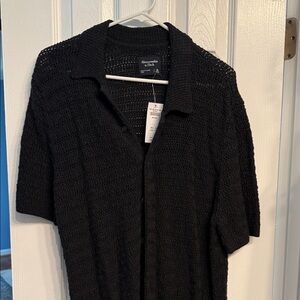 Abercrombie & Fitch Black Knit Short-Sleeve Cardigan